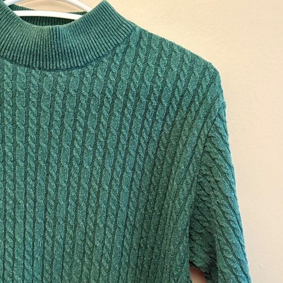 Vintage Parkhurst Green Cable Knit Crewneck 70% Cotton MADE IN CANADA - Picture 4 of 12